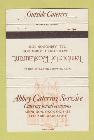 Matchbook Cover - Abbey Catering Abingdon WORN 40 Strike