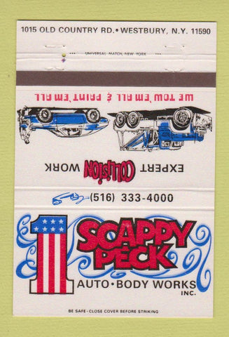 Matchbook Cover - Scrappy Peck Auto Body Works Westbury NY 40 Strike