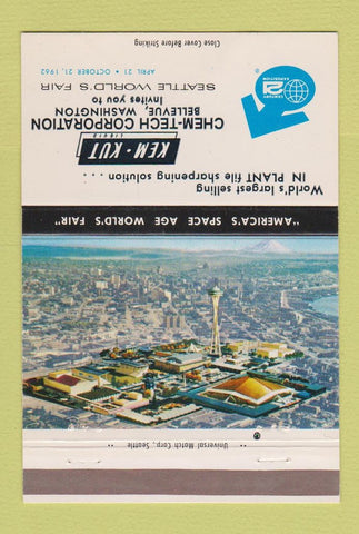 Matchbook Cover - Chem Tech Bellevue WA 1962 Seattle World's Fair WA 40 Strike