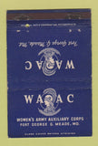 Matchbook Cover - WAAC Fort Goege Meade MD Women's Army postcard 40 Strike