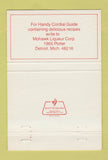 Matchbook Cover - Mohawk Cordials Liquor Detroit MI 40 Strike
