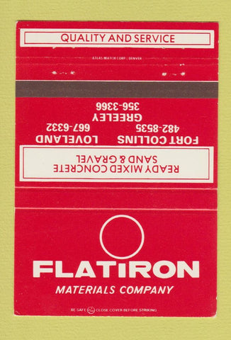 Matchbook Cover - Flatiron Concrete Fort Collins Loveland Colorado 40 Strike