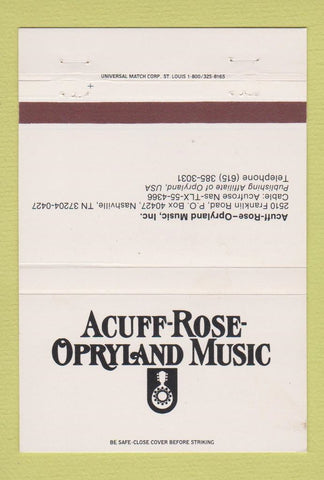 Matchbook Cover - Acuff Rose Opryland Music Nashville TN WEAR 40 Strike