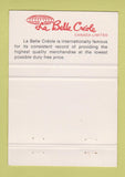 Matchbook Cover - La Belle Creole Duty Free Shop Toronto ON 40 Strike