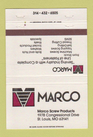Matchbook Cover - Marco Screw Products St Louis MO 40 Strike