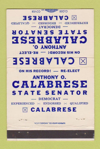 Matchbook Cover - Anthony Calabrese State Senator Election OH Ohio 40 Strike