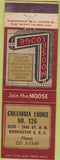 Matchbook Cover - Matchbook Cover Moose Lodge Washington DC