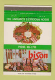 Matchbook Cover - Bison Meat Products Buffalo NY 40 Strike