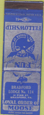 Matchbook Cover - Matchbook Cover Moose Lodge Bradford PA