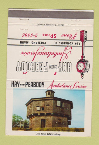 Matchbook Cover - Hay Peabody Ambulance Portland ME  40 Strike