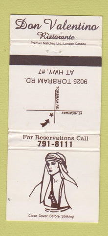 Matchbook Cover - Don Valentino Ristorante Canada WEAR 30 Strike
