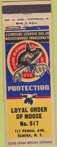 Matchbook Cover - Matchbook Cover Moose Lodge Elmira NY