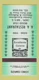 Matchbook Cover - AA Restaurant Chinese QC 30 Strike