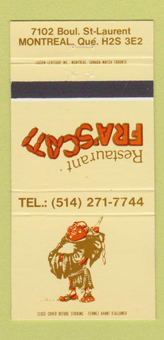 Matchbook Cover - Restaurant Frascati Montreal QC 30 Strike