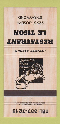 Matchbook Cover - Restaurant Le Tison St Raymond QC 30 Strike