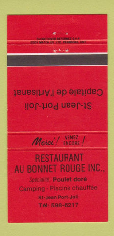 Matchbook Cover - Restaurant Au Bonnet Rouge St Jean Port Joli QC 30 Strike
