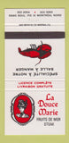 Matchbook Cover - La Douce Marie Restaurant Montreal QC 30 Strike