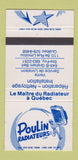 Matchbook Cover - Poulin Radiators Quebec Ste Foy QC 30 Strike