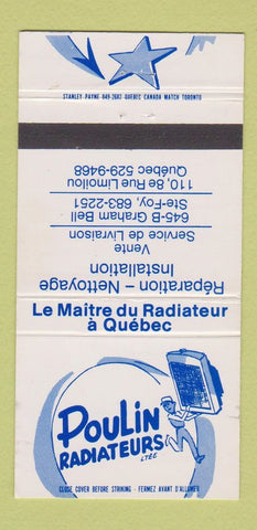 Matchbook Cover - Poulin Radiators Quebec Ste Foy QC 30 Strike