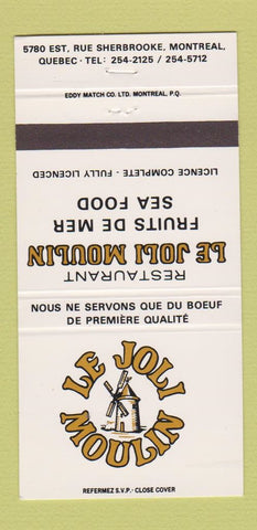 Matchbook Cover - Le Joli Moulin Restaurant Montreal QC 30 Strike