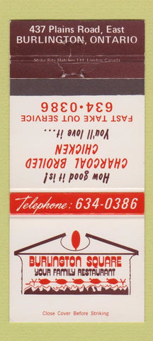Matchbook Cover - Burlington Square Restaurant Burlington ON 30 Strike