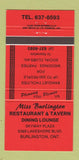 Matchbook Cover - Miss Burlington Restaurant Tavern Burlington ON 30 Strike