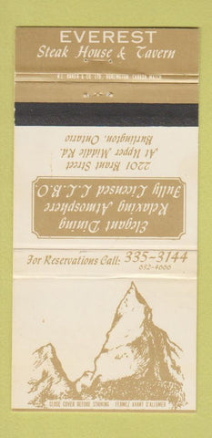 Matchbook Cover - Everest Steak House Burlington ON 30 Strike