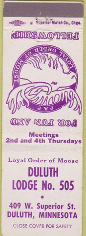 Matchbook Cover - Matchbook Cover Moose Lodge Duluth MN