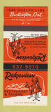 Matchbook Cover - Ridgeview Restaurant Tavern Burlington ON 30 Strike