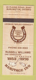 Matchbook Cover - Heritage Inn 1976 Burlington ON 30 Strike