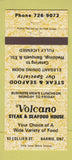 Matchbook Cover - Volcano Steak Seafood Barrie ON 30 Strike