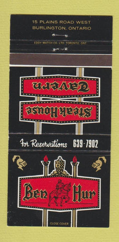 Matchbook Cover - Steak House Tavern Burlington ON Ben Hur 30 Strike