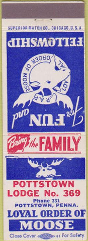 Matchbook Cover - Matchbook Cover Moose Lodge Pottstown PA