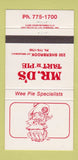 Matchbook Cover - Mr D's Tart n Pie  30 Strike