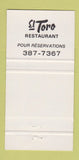 Matchbook Cover - El Toro Restaurant Montreal QC 30 Strike
