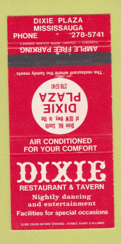 Matchbook Cover - Dixie Restaurant Tavern Mississauga ON 30 Strike
