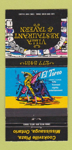 Matchbook Cover - Villa Restaurant Tavern Mississauga ON 30 Strike