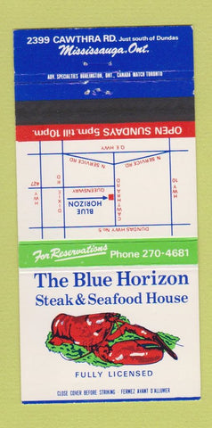 Matchbook Cover - Blue Horizon Steak Seafood Mississauga ON 30 Strike