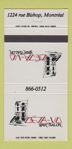 Matchbook Cover - Deja Vu Bar Salon Montreal QC 30 Strike