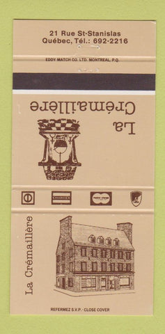 Matchbook Cover - La Cremaillere Quebec QC 30 Strike
