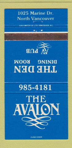 Matchbook Cover - The Avalon North Vancouver BC 30 Strike