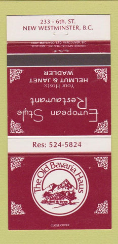 Matchbook Cover - Old Bavaria Haus New Westminster BC 30 Strike