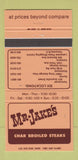 Matchbook Cover - Mr Jake's Vancouver Kelowna Richmond BC 30 Strike