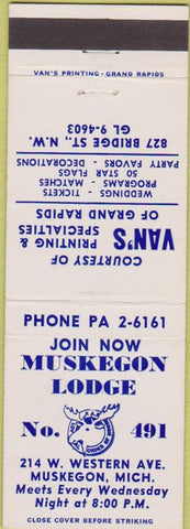 Matchbook Cover - Matchbook Cover Moose Lodge Muskegon MI