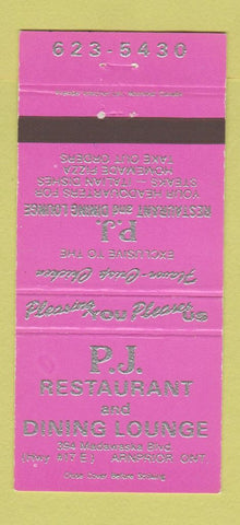 Matchbook Cover - PJ Restaurant Arnprior ON 30 Strike