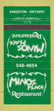 Matchbook Cover - Minos Place Restaurant Kingston ON 30 Strike