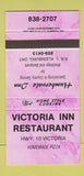 Matchbook Cover - Victoria Inn Restaurant Kleinburg ON PINK 30 Strike