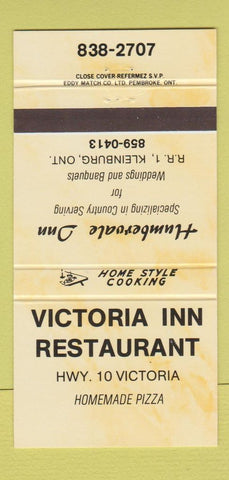 Matchbook Cover - Victoria Inn Restaurant Kleinburg ON YELLOW 30 Strike