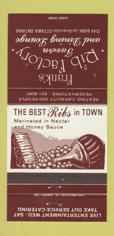 Matchbook Cover - Frank's Rib Factory Ottawa ON 30 Strike