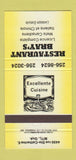 Matchbook Cover - Restaurant Bray's Montreal QC YELLOW 30 Strike